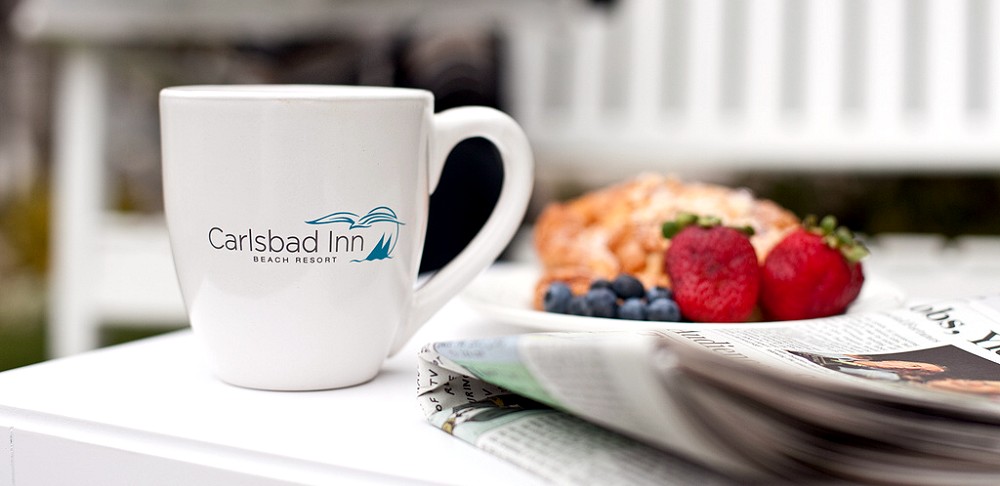 Carlsbad Inn Beach Resort Coffee mug and breakfast