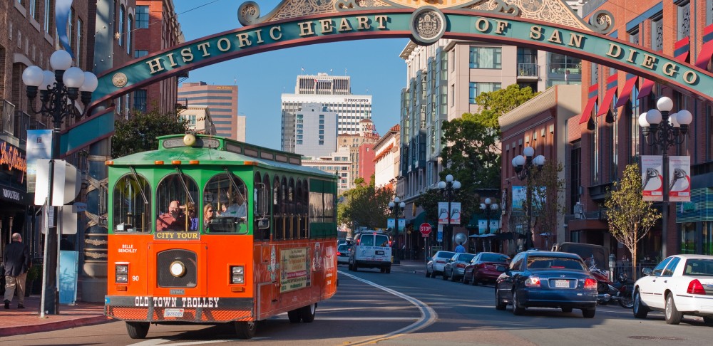 Trolley in Gas Lamp District