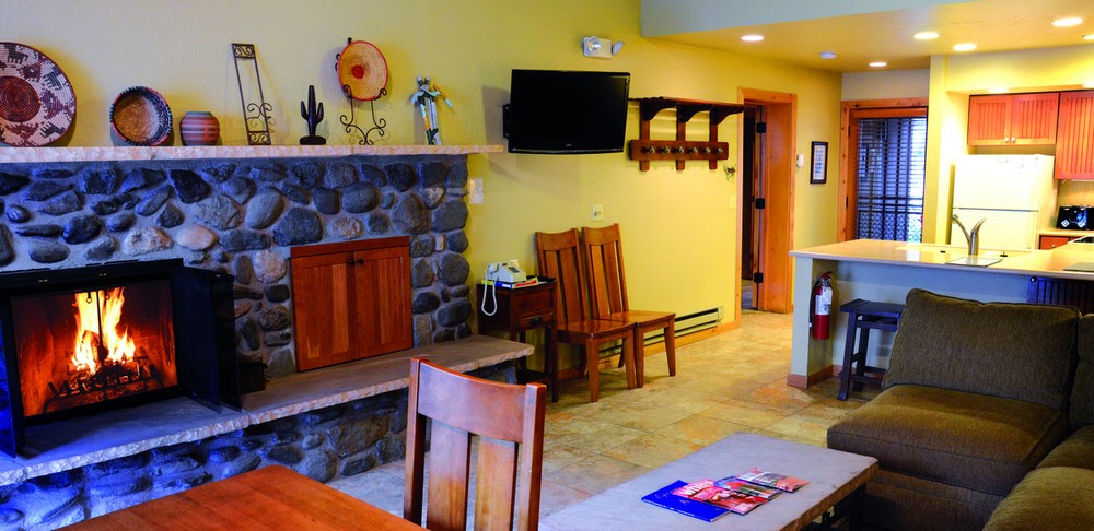 Living room with fireplace